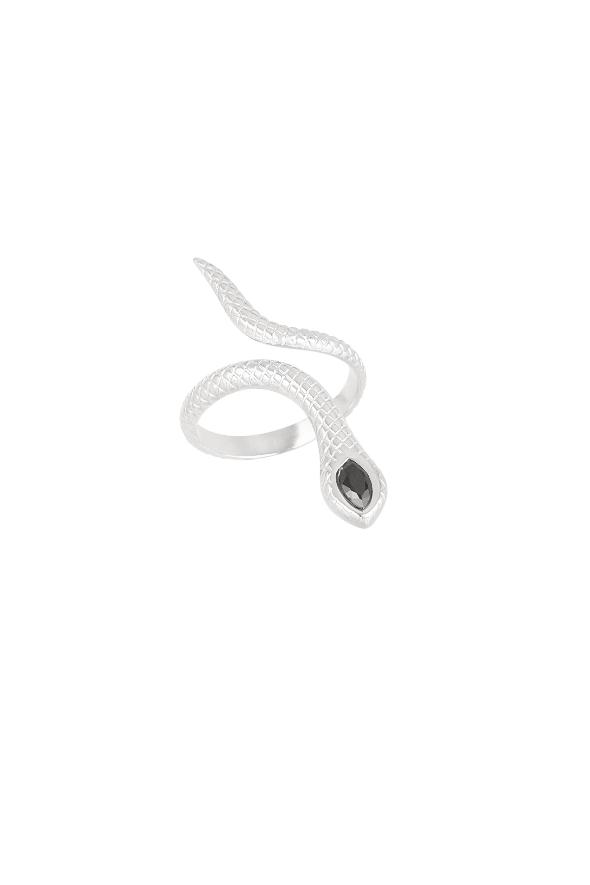Zwarte slang ring - zilver  Afbeelding5