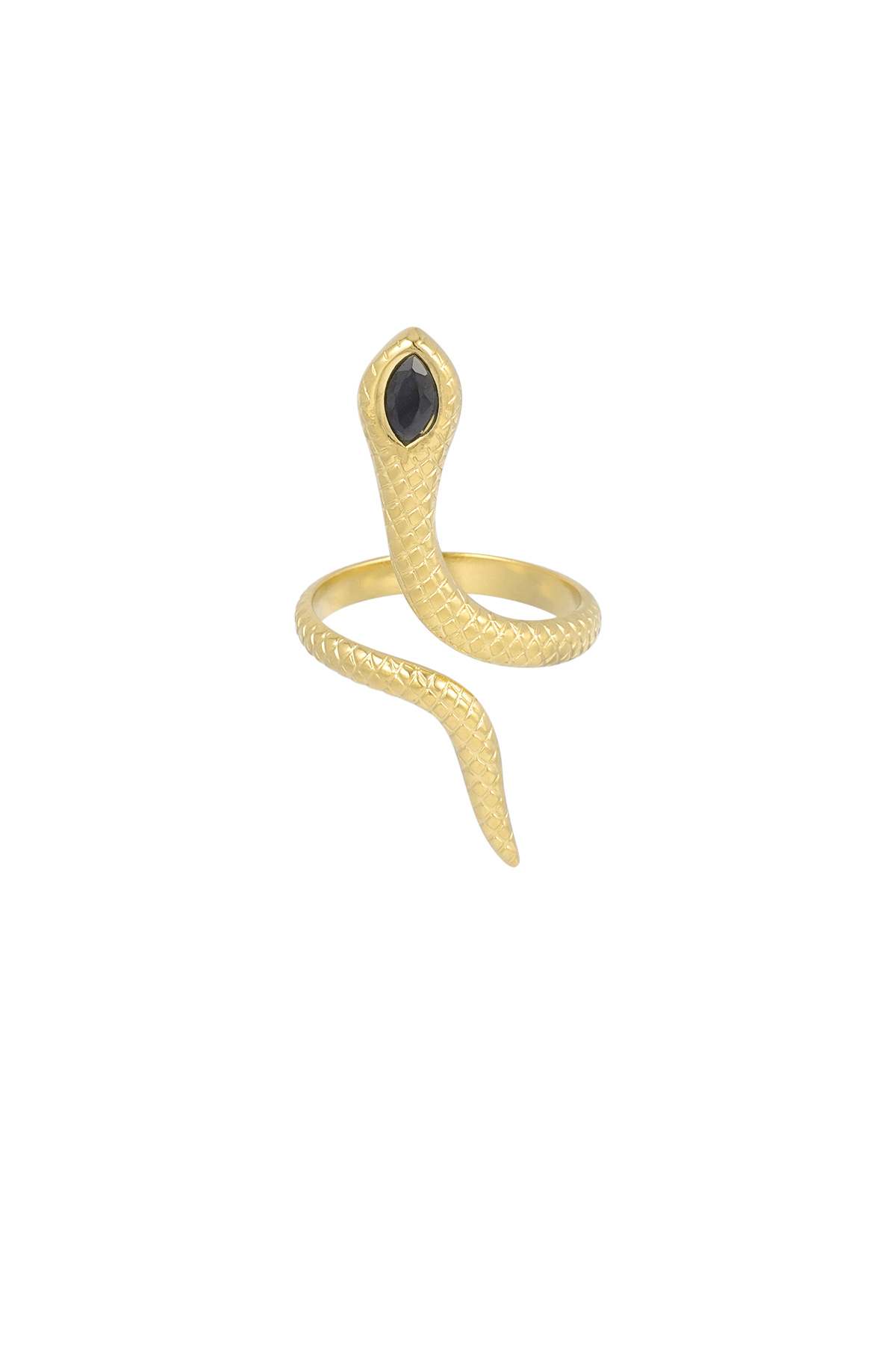 anillo de serpiente negro - oro 