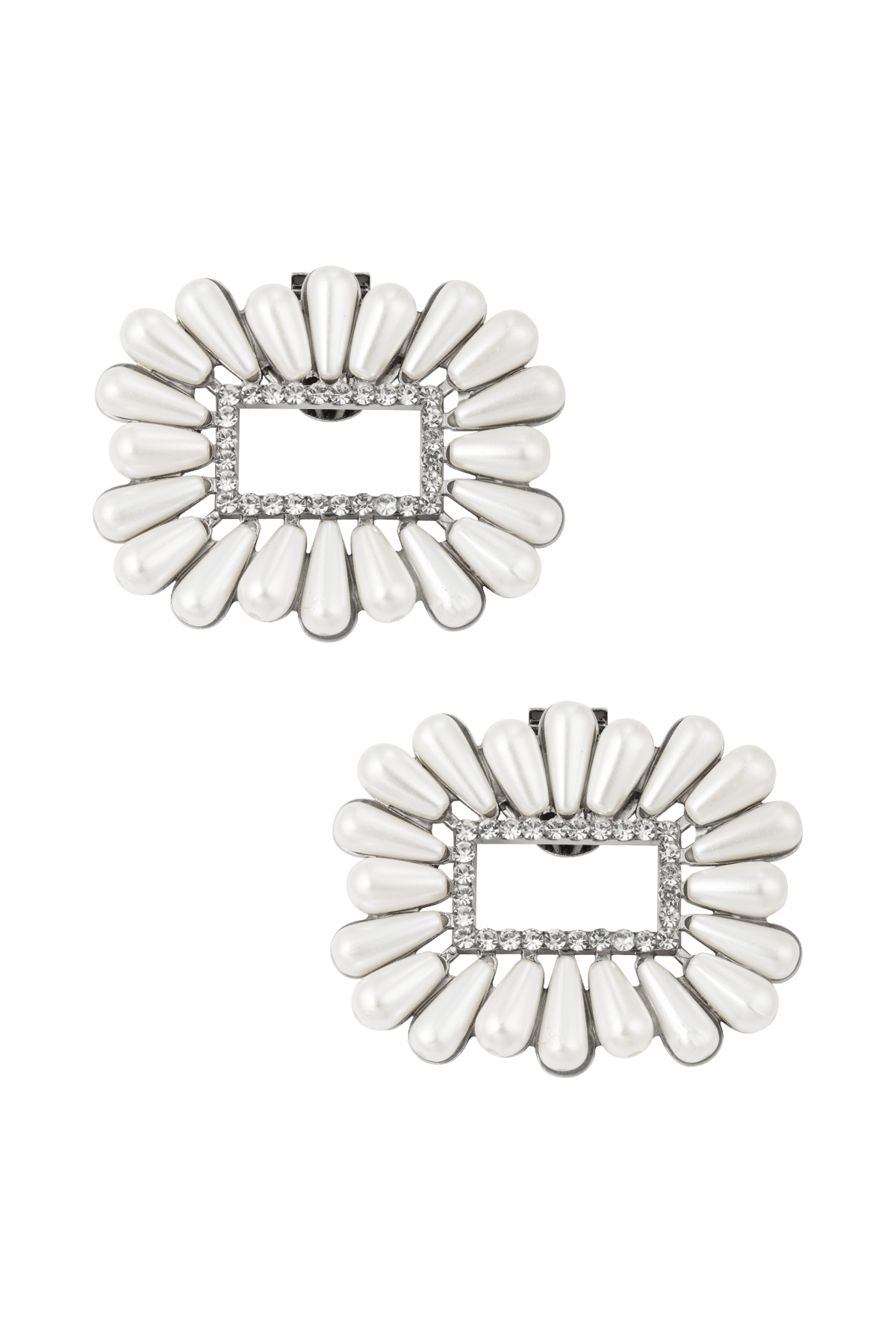 Lovely pearls shoe clips - white silver  h5 