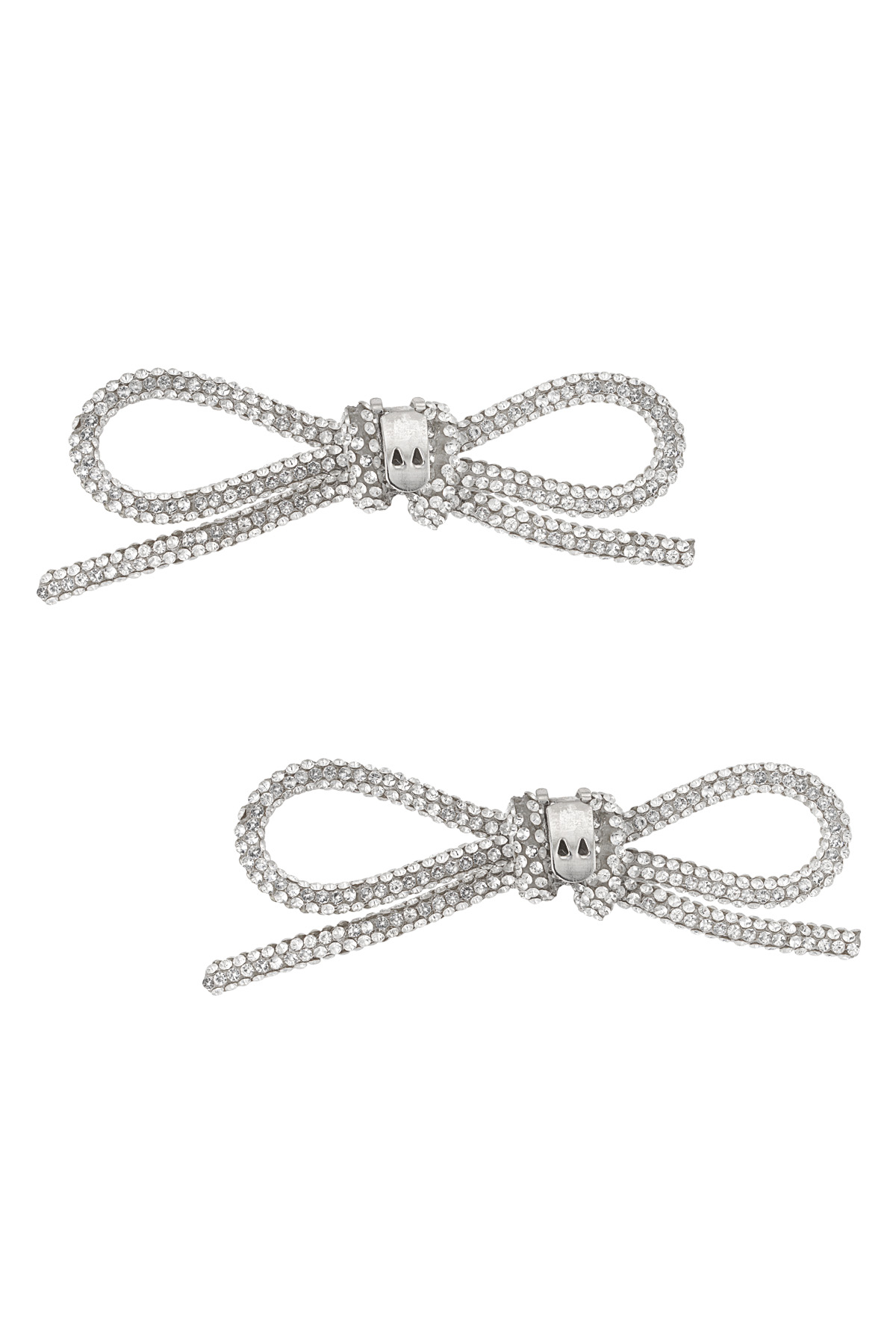 Diamante bow shoe clips - silver h5 Picture2