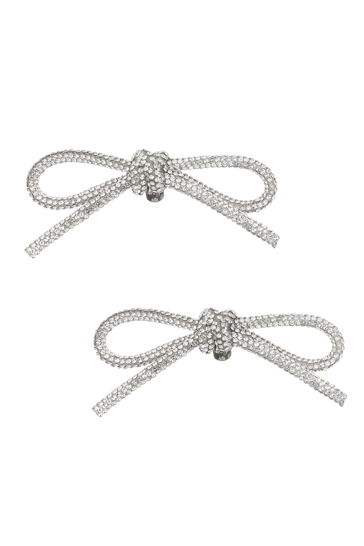 Diamante bow shoe clips - silver h5 