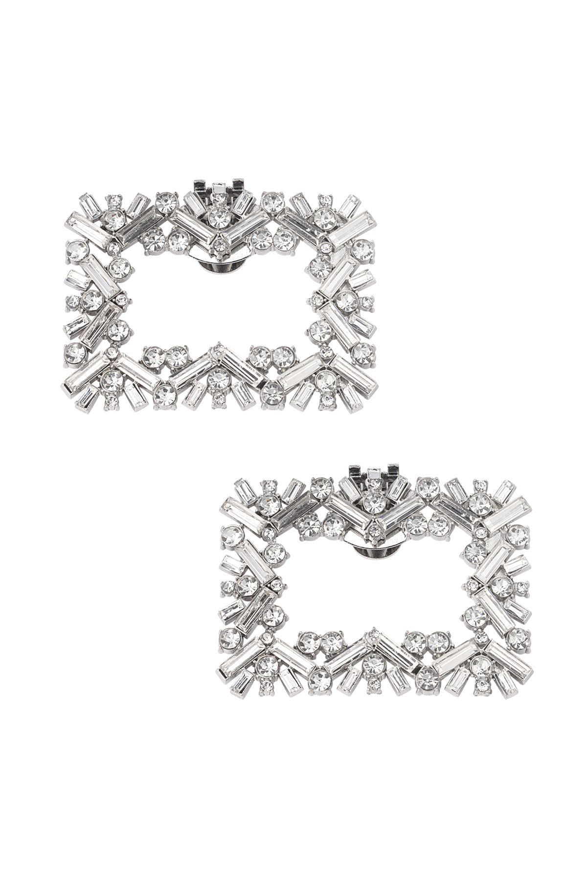 Quadratische Diamant-Schuhclips - silber  h5 