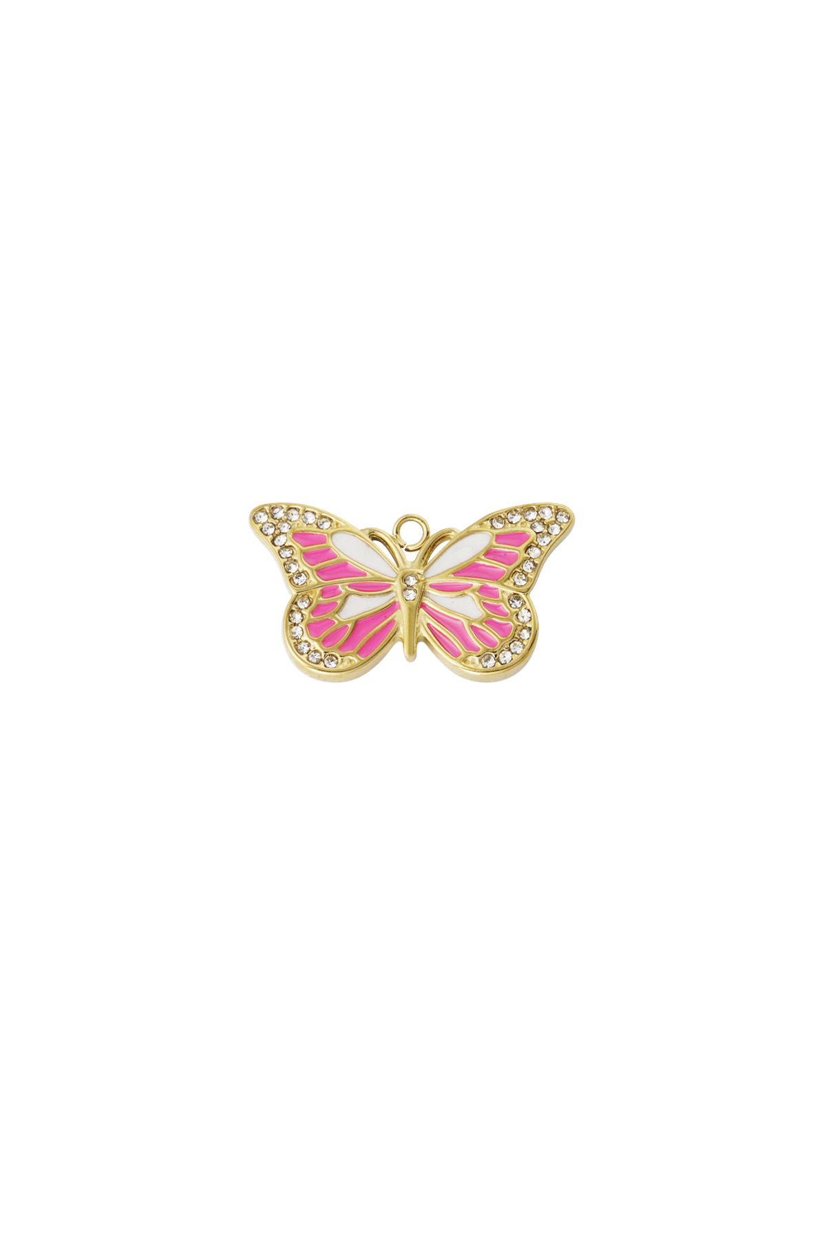 Pink butterfly charm - pink gold h5 