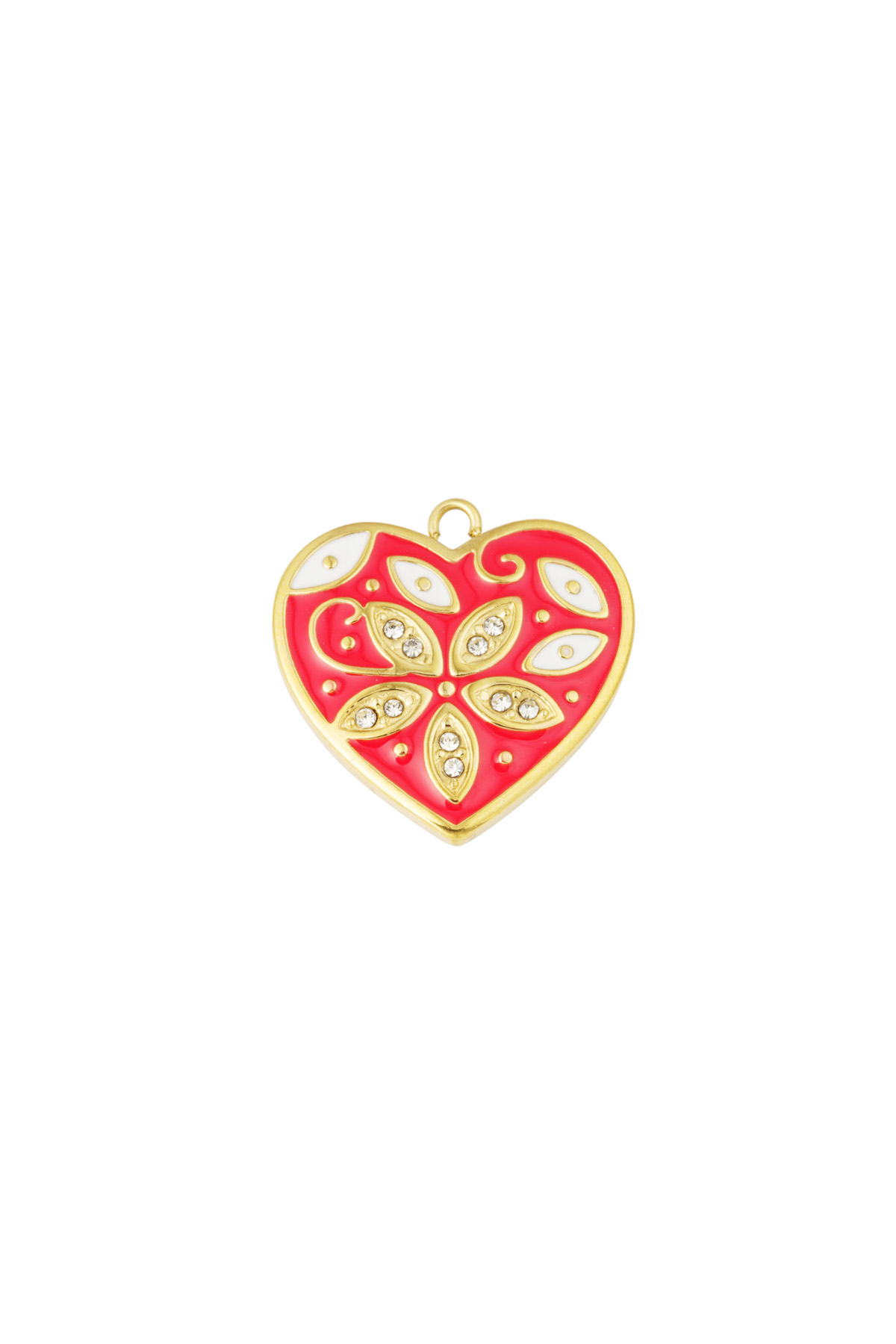 Heart with flower charm - baby pink h5 