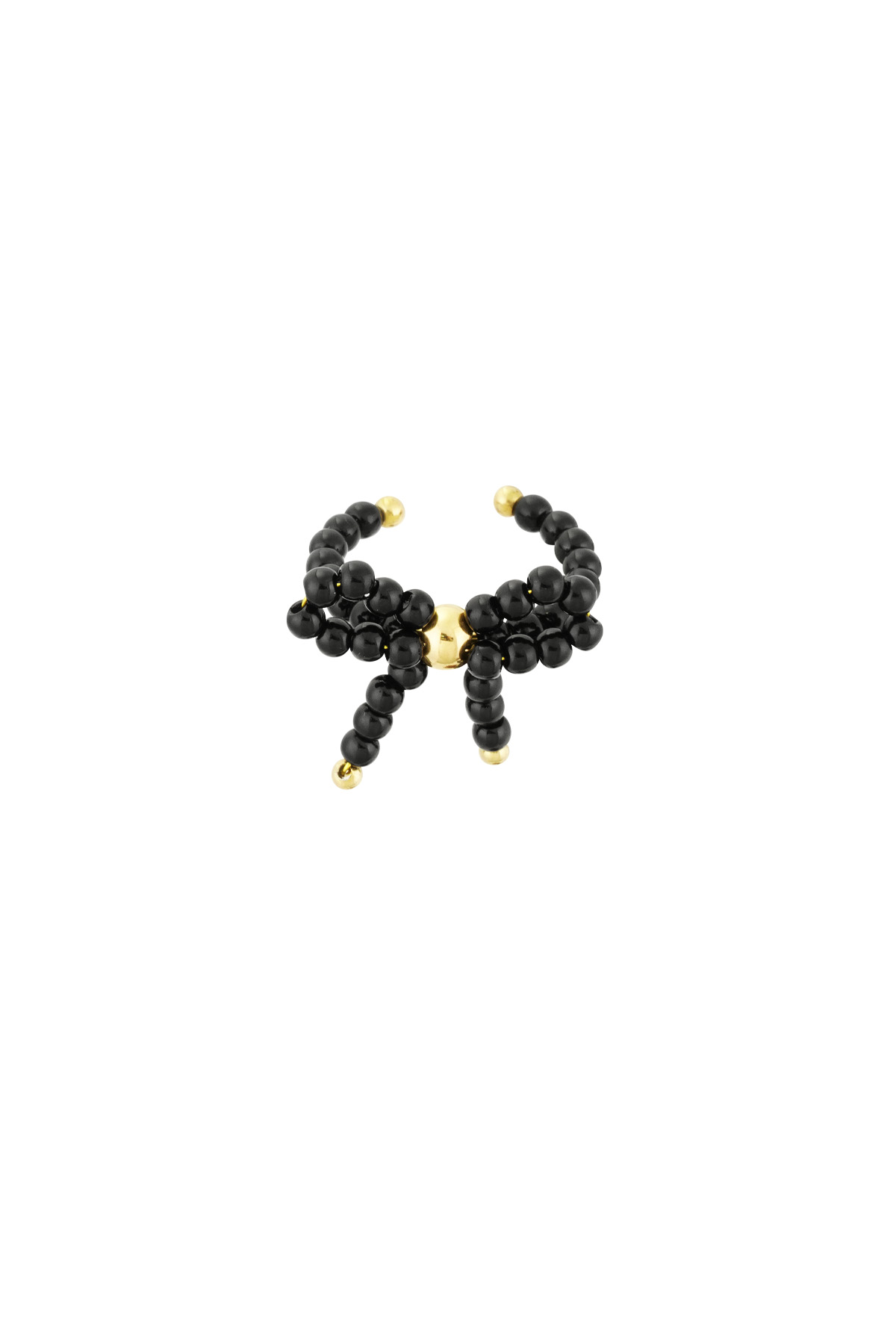 Pearl bow ring - Black h5 