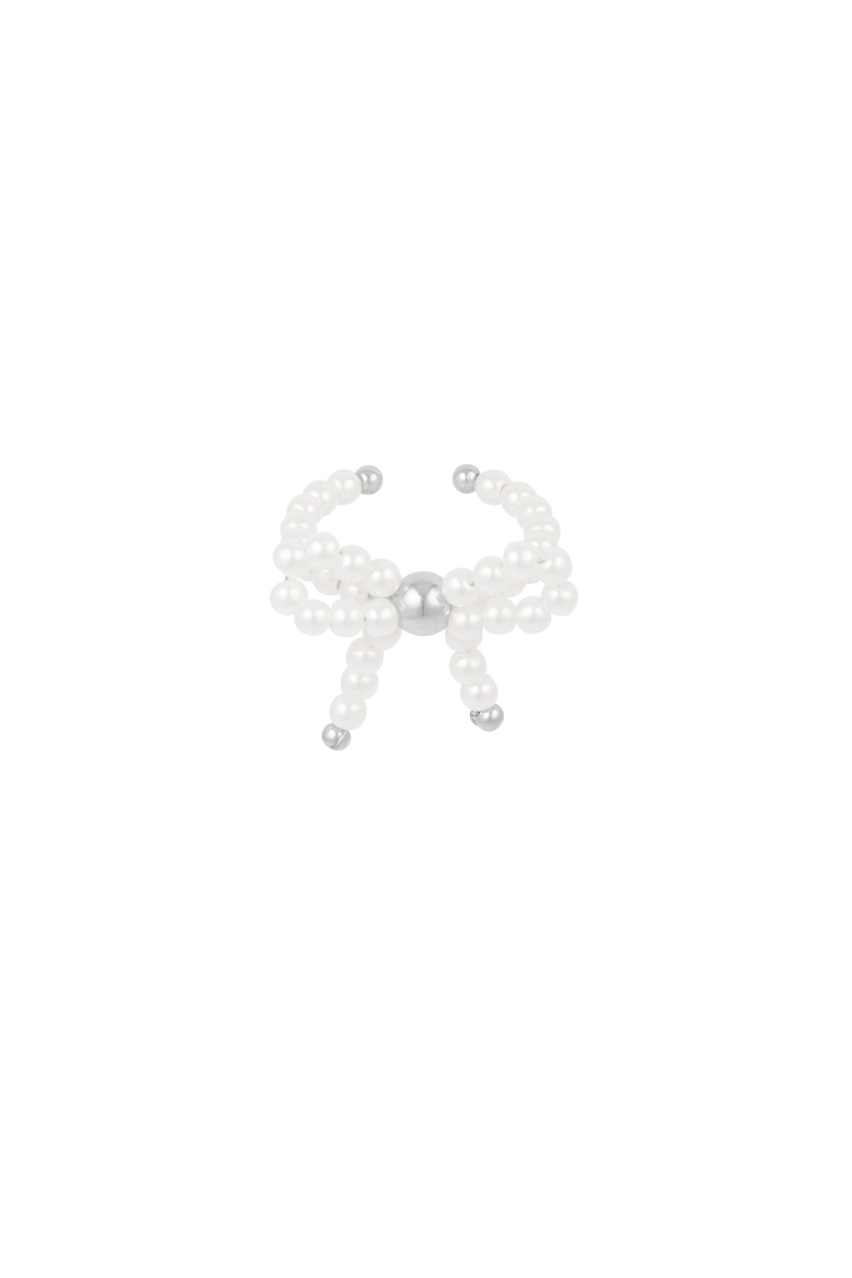 Pearl bow ring - white silver h5 