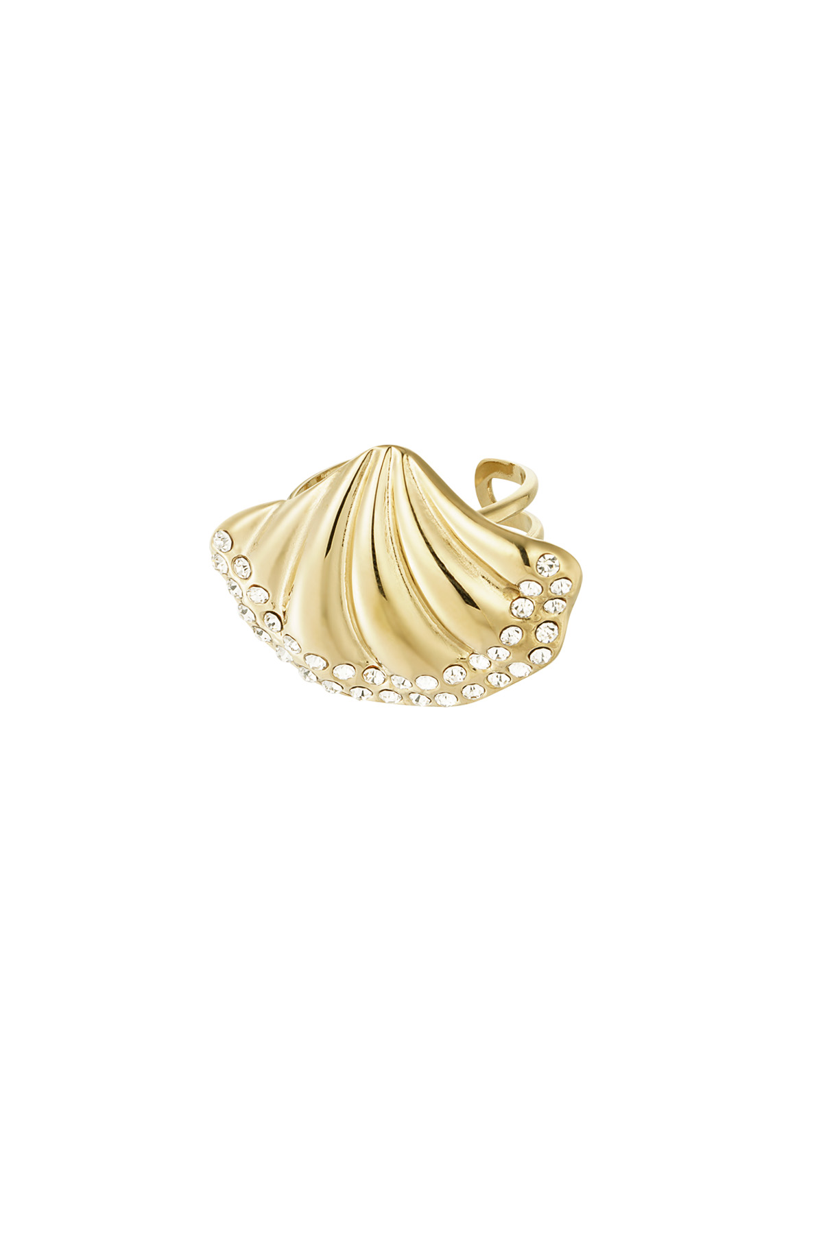 Anello conchiglia brillante - oro 