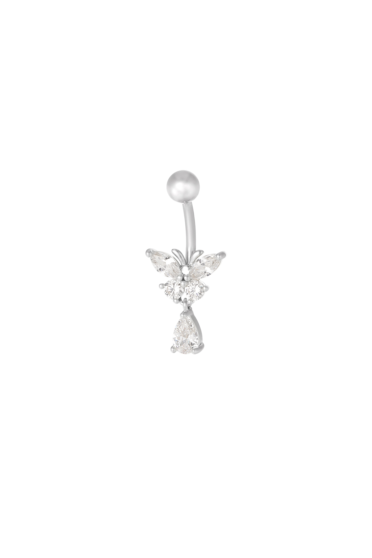 Piercing para ombligo con cristales curvados - plata h5 