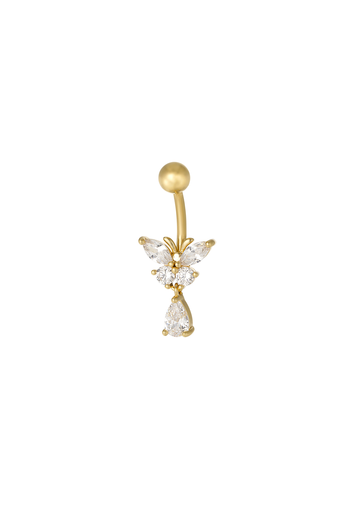 Bauchnabelpiercing Kristall Kurve - gold h5 