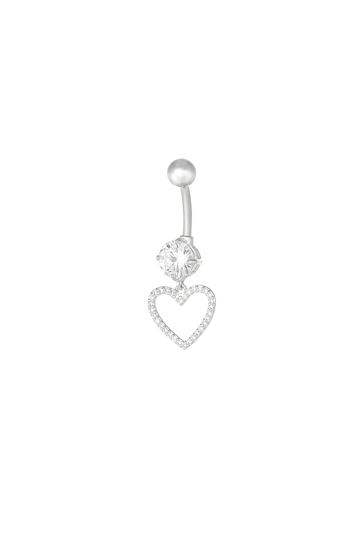 Navel piercing glitter glam - silver h5 