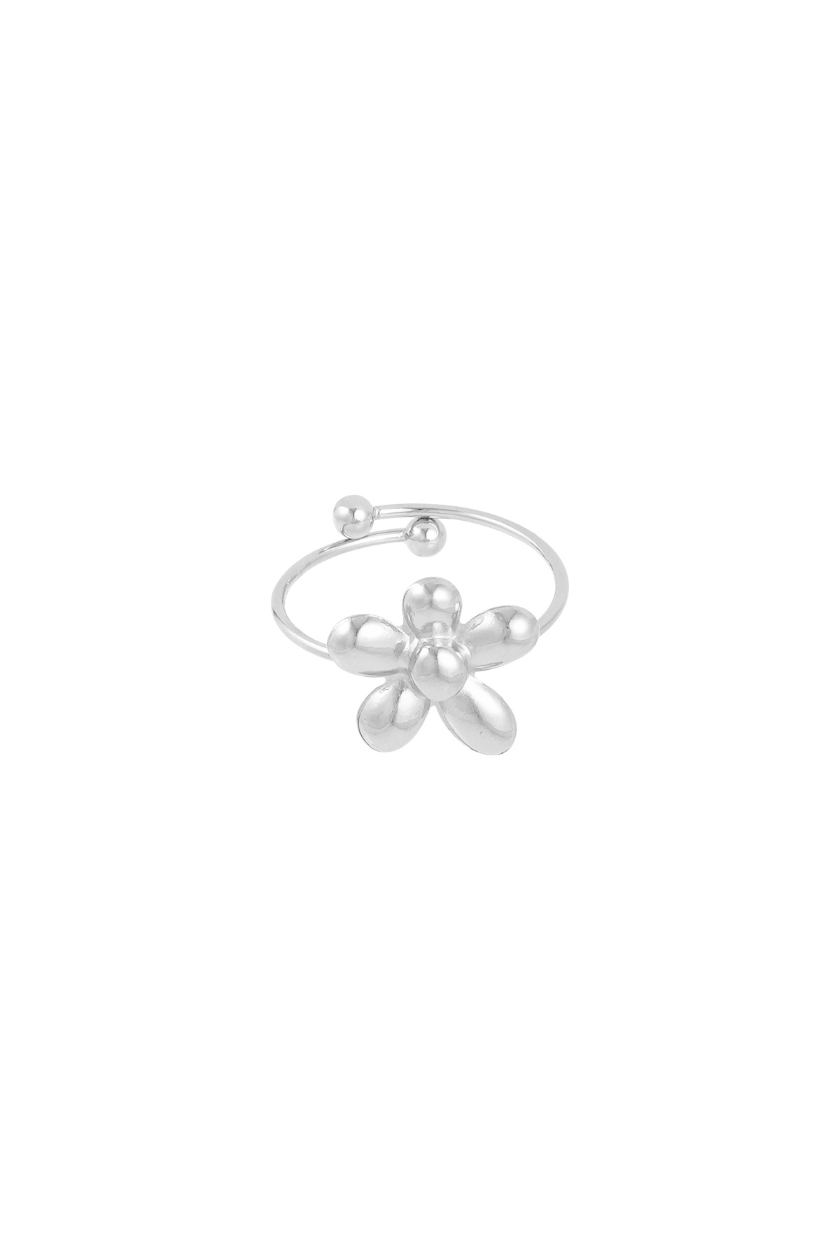 Ring puffy flower - silver h5 