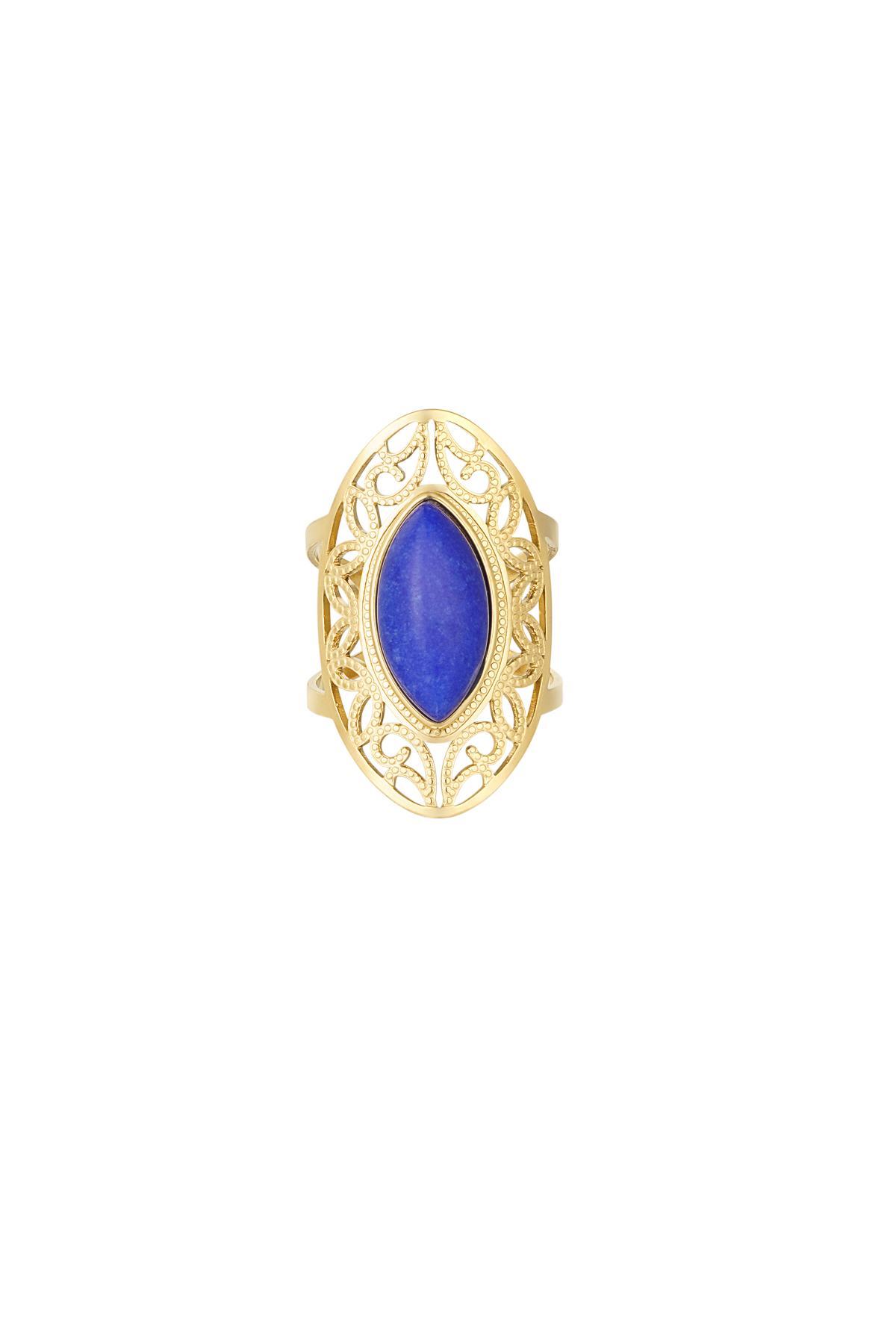 Anello grande pietra - blu h5 