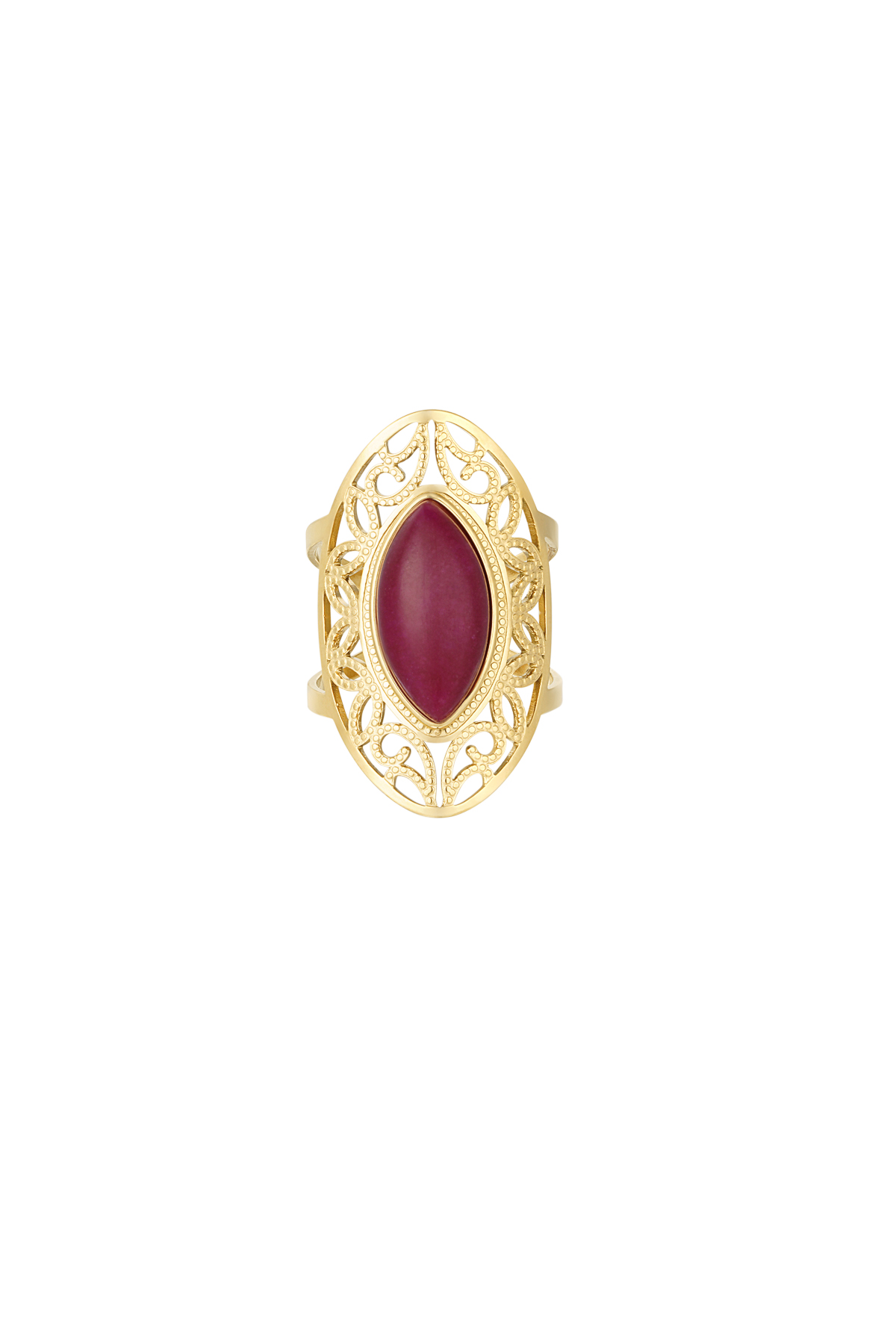 Anello grande pietra - rosso h5 