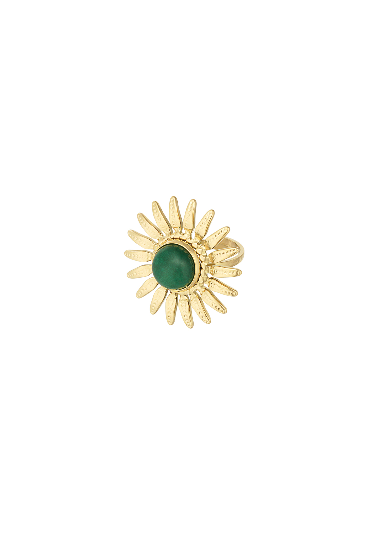 Sun with colored stone ring - green h5 