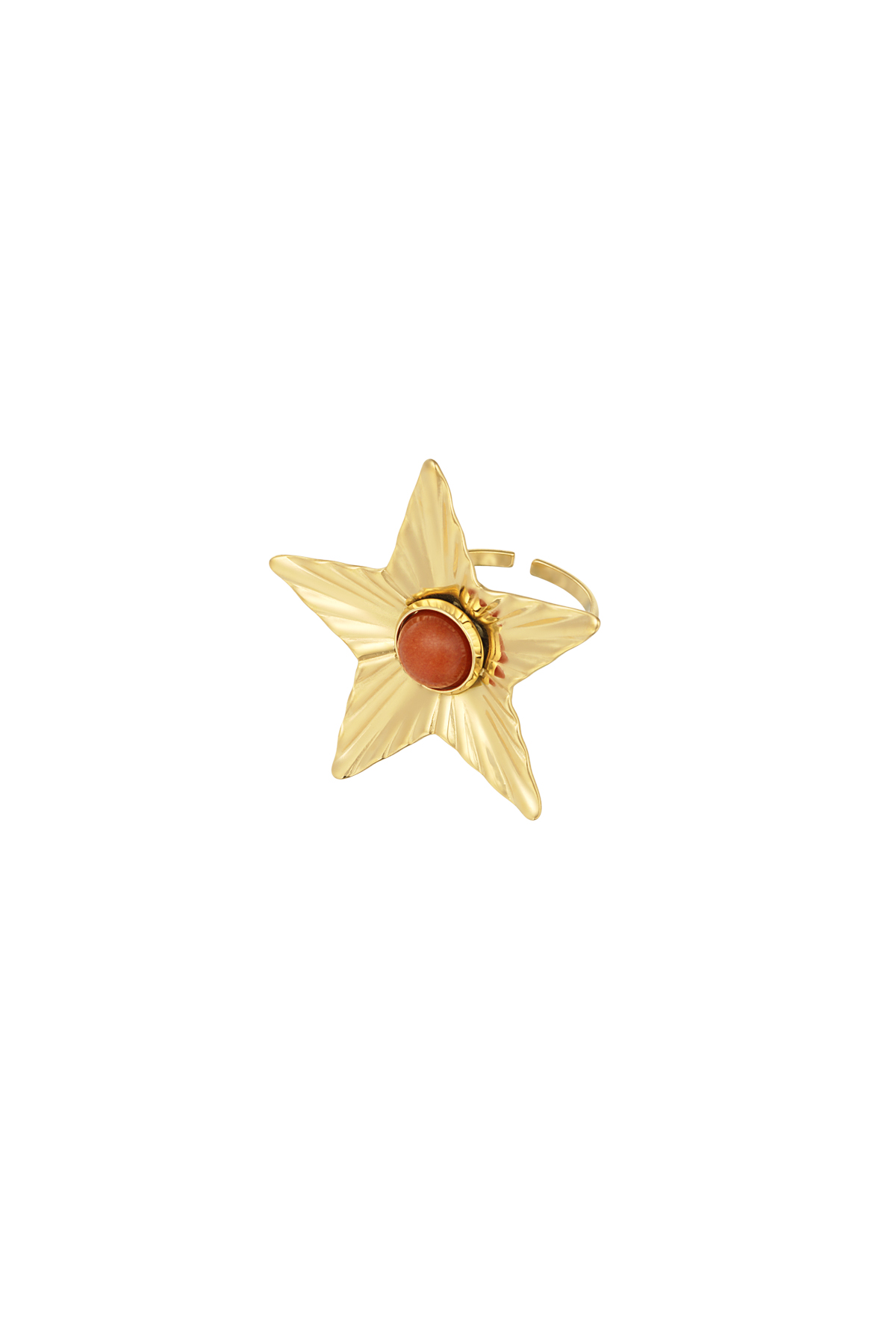 Star with colored stone ring - brown h5 