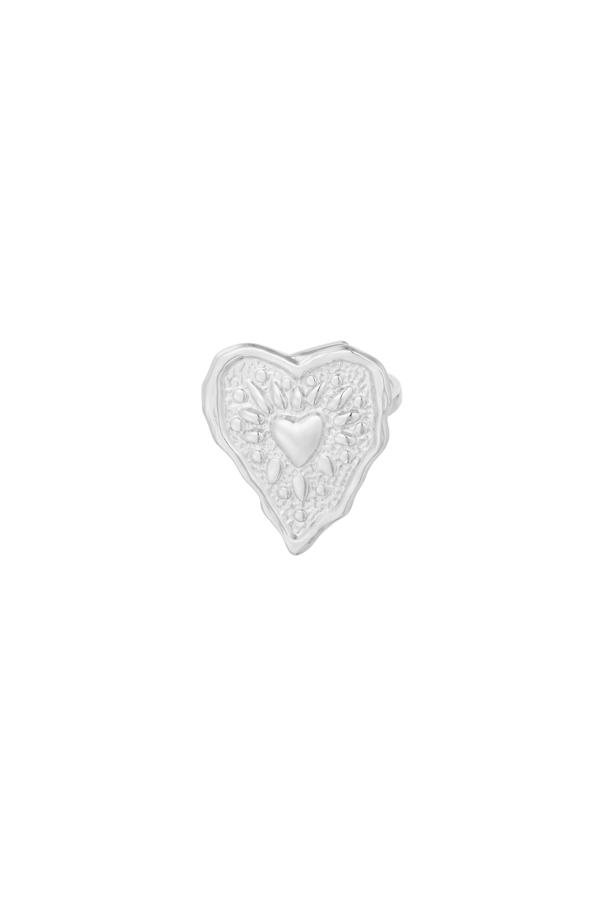 Bague coeur ridé - argent h5 Image3