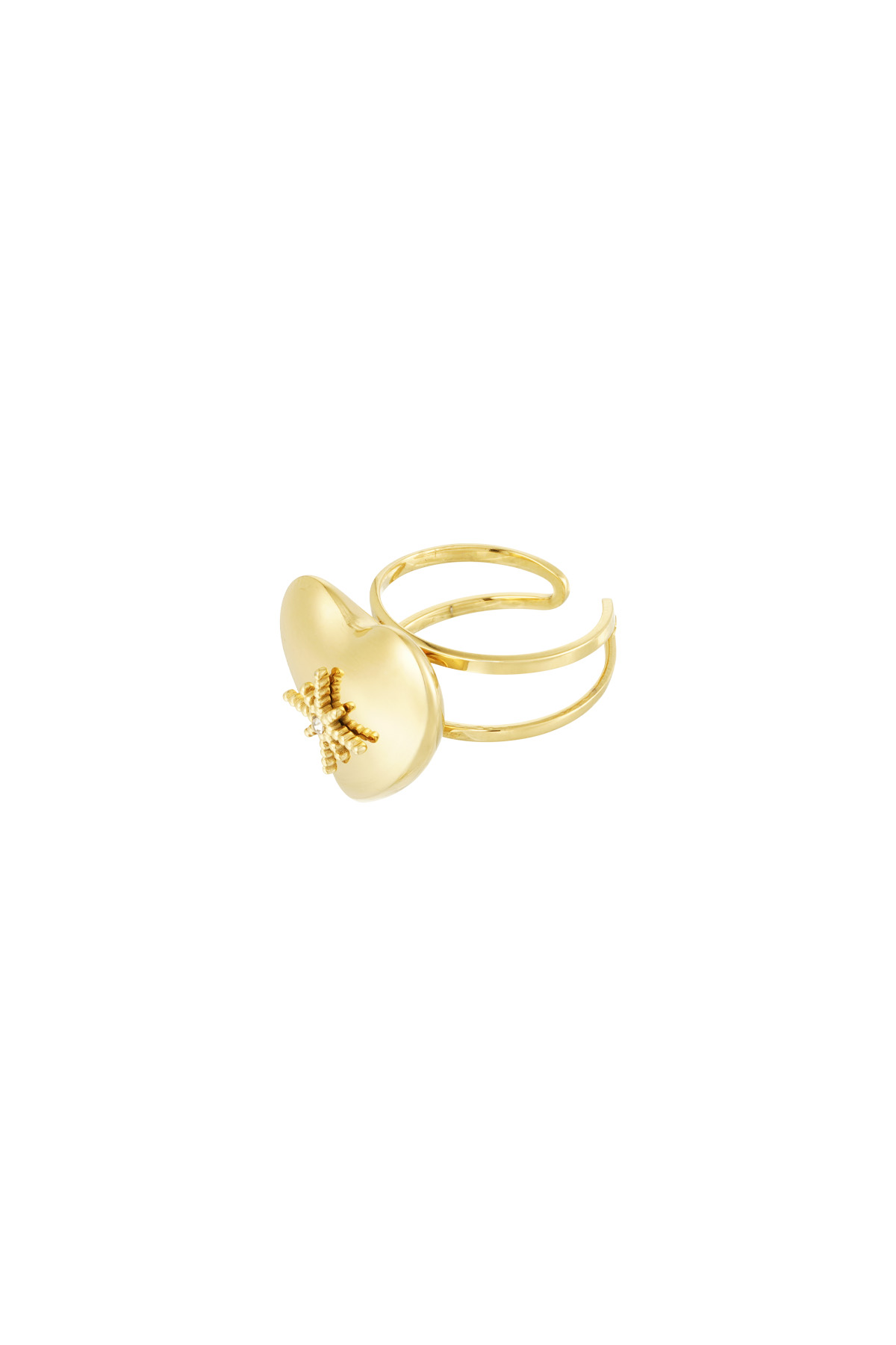 Anello grande cuore con pietra - oro h5 Immagine2