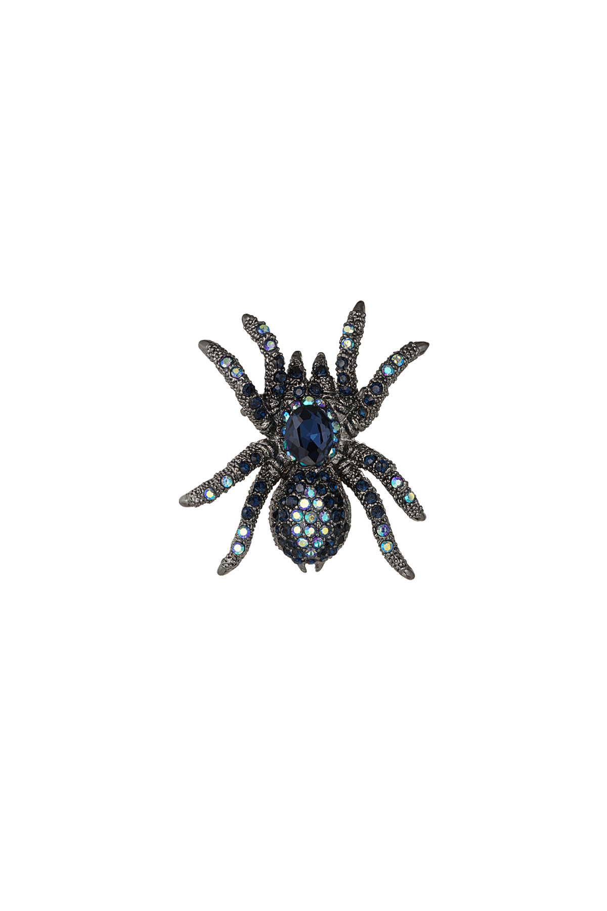 Glimmer spider brooch - blue h5 