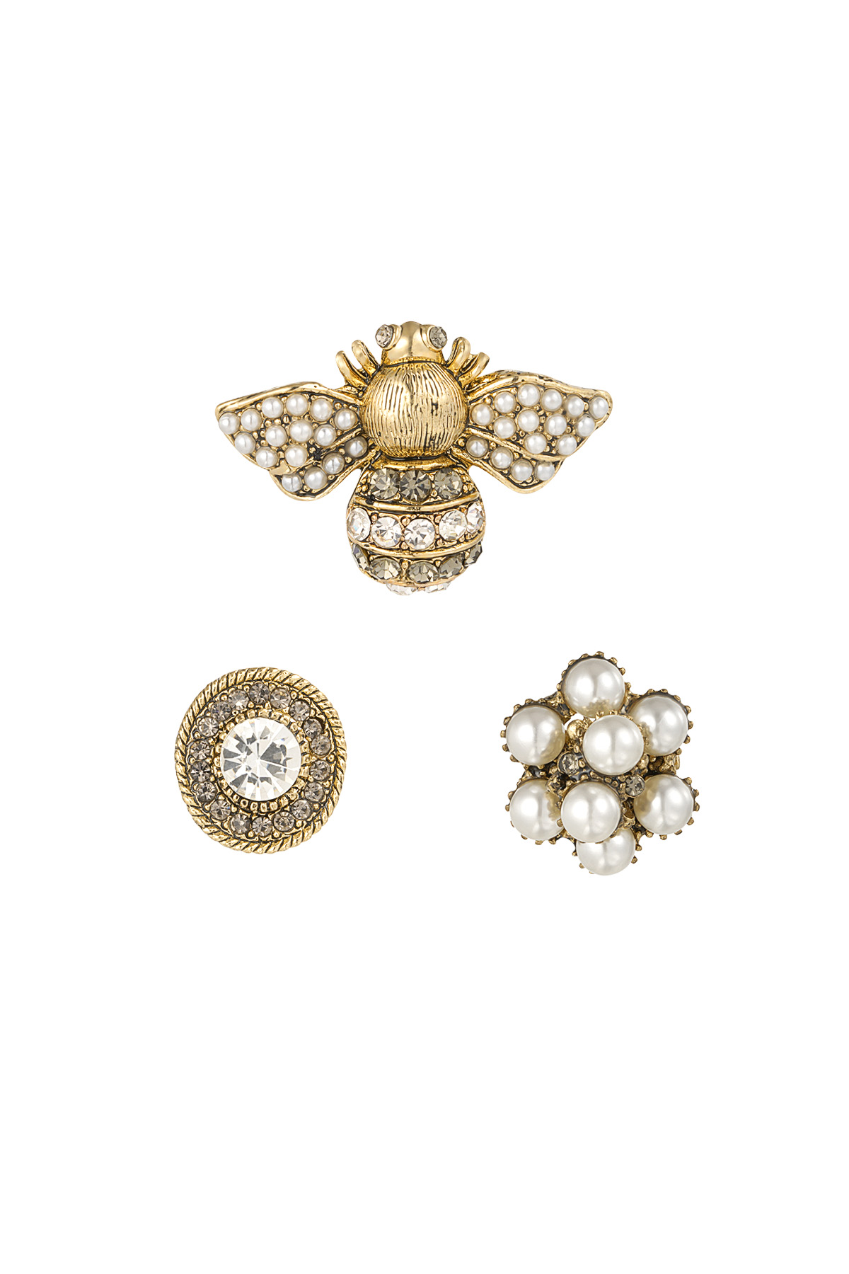 Brooches trio busy bee - white gold h5 