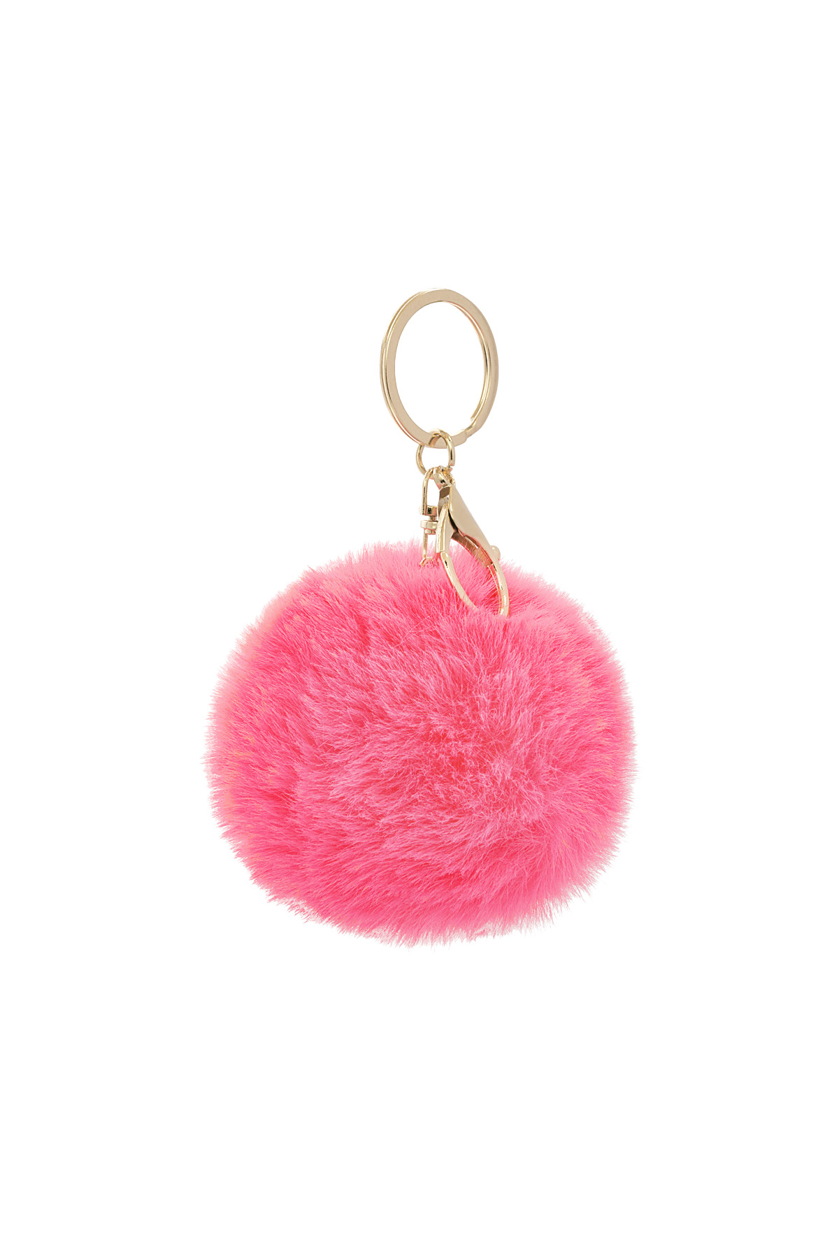 Puffy ball keychain - Fuchsia 