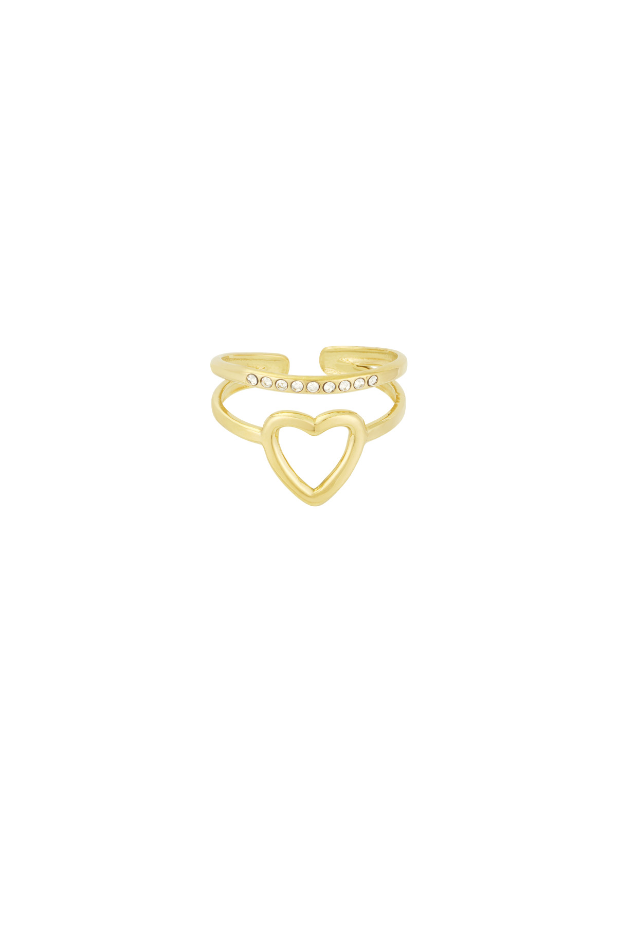 Heart & sparkle ring - Gold color h5 