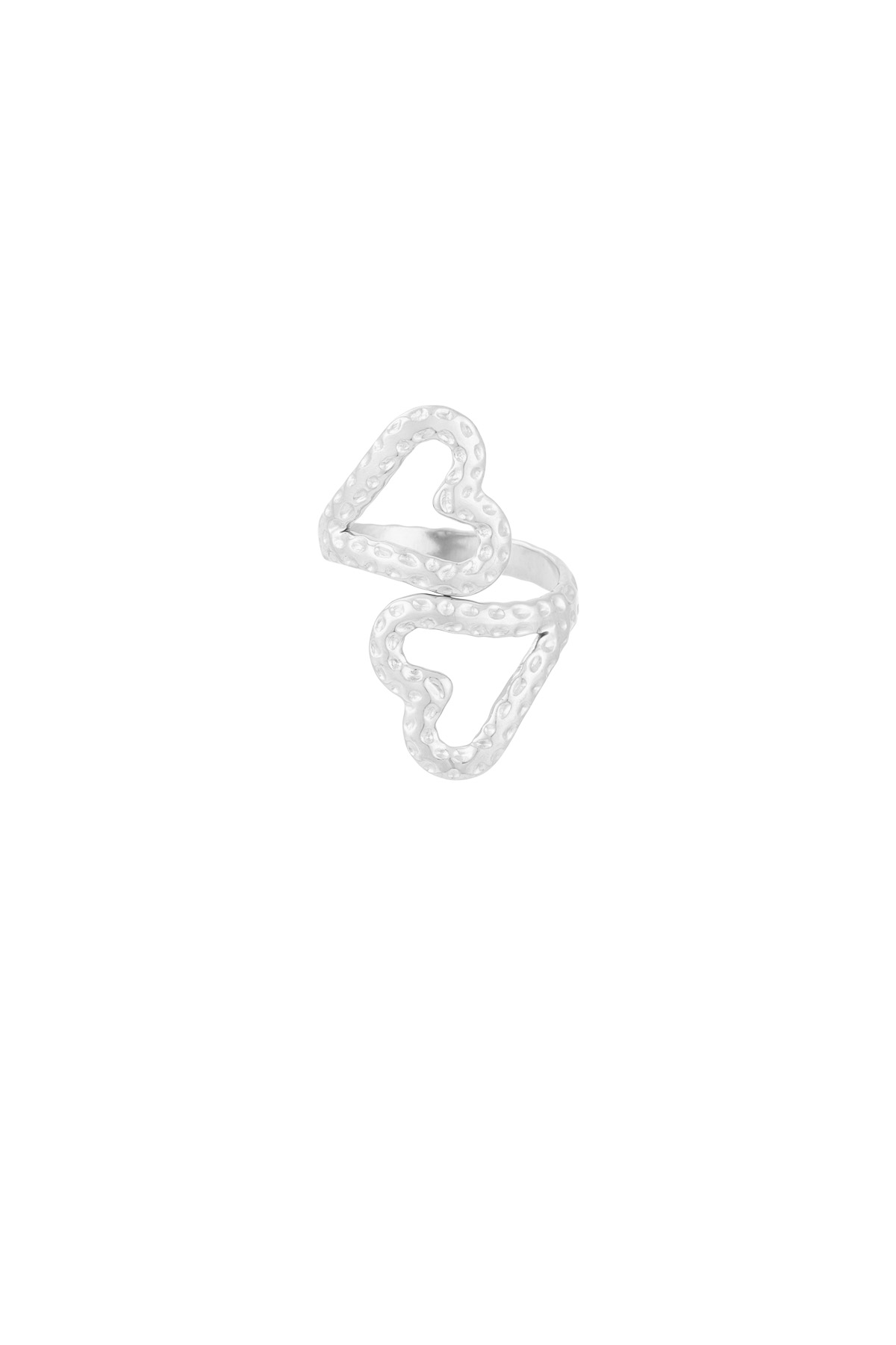 Double heart ring - Silver color h5 