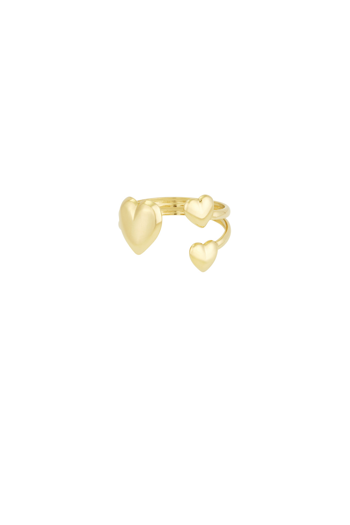 Heart trio ring - Gold color h5 