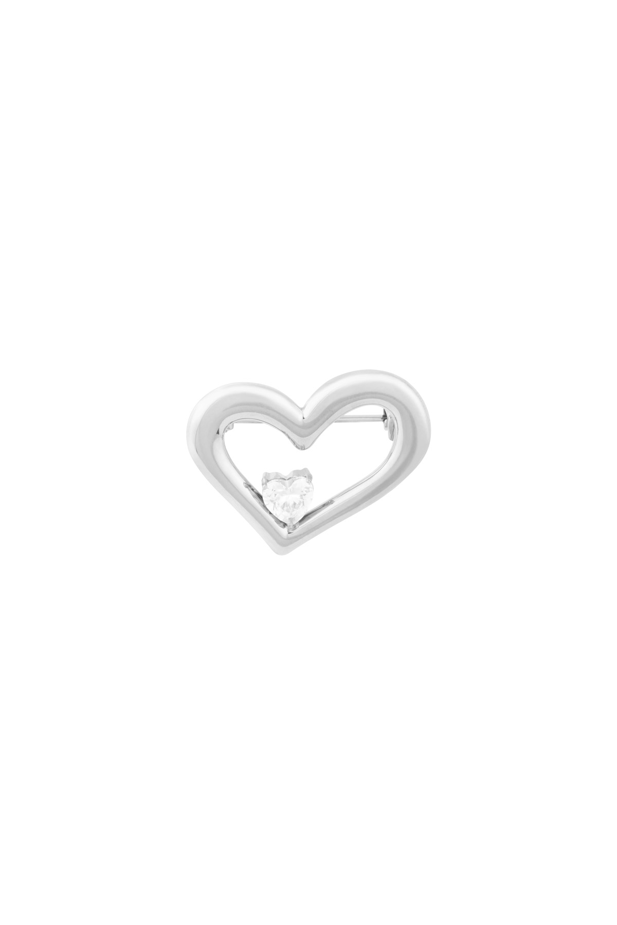 Brooch bling heart - Silver color h5 