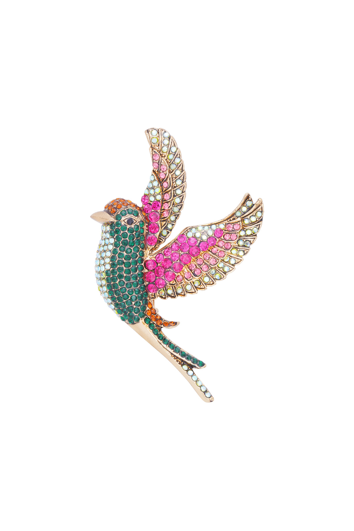 Colourful wings brooch - Pink & green