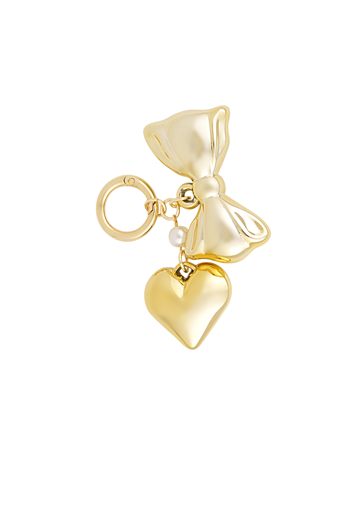 Accessory pendant bow pearl heart - Gold color h5 