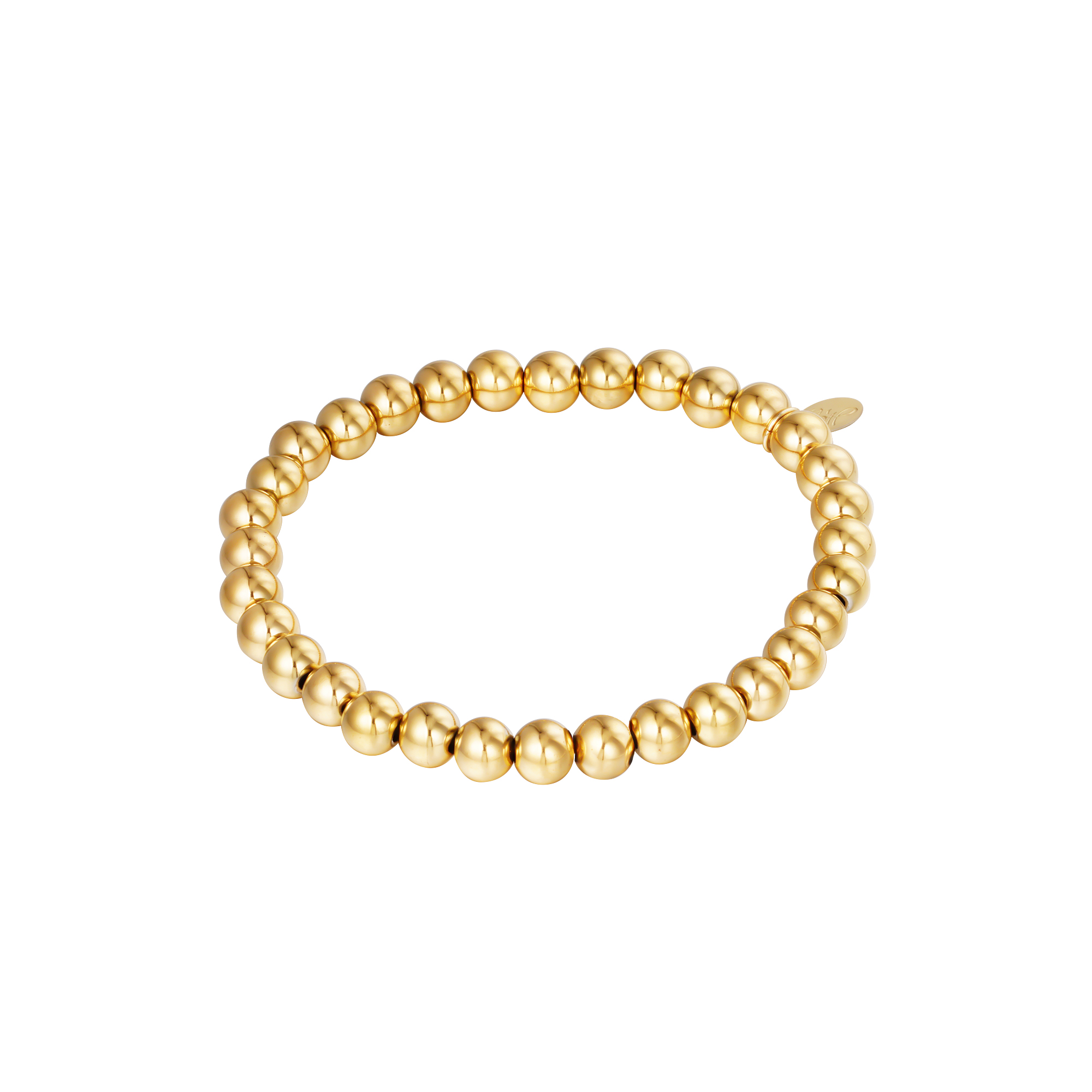 Bracelet Big Beads Gold Stainless Steel-6MM h5 