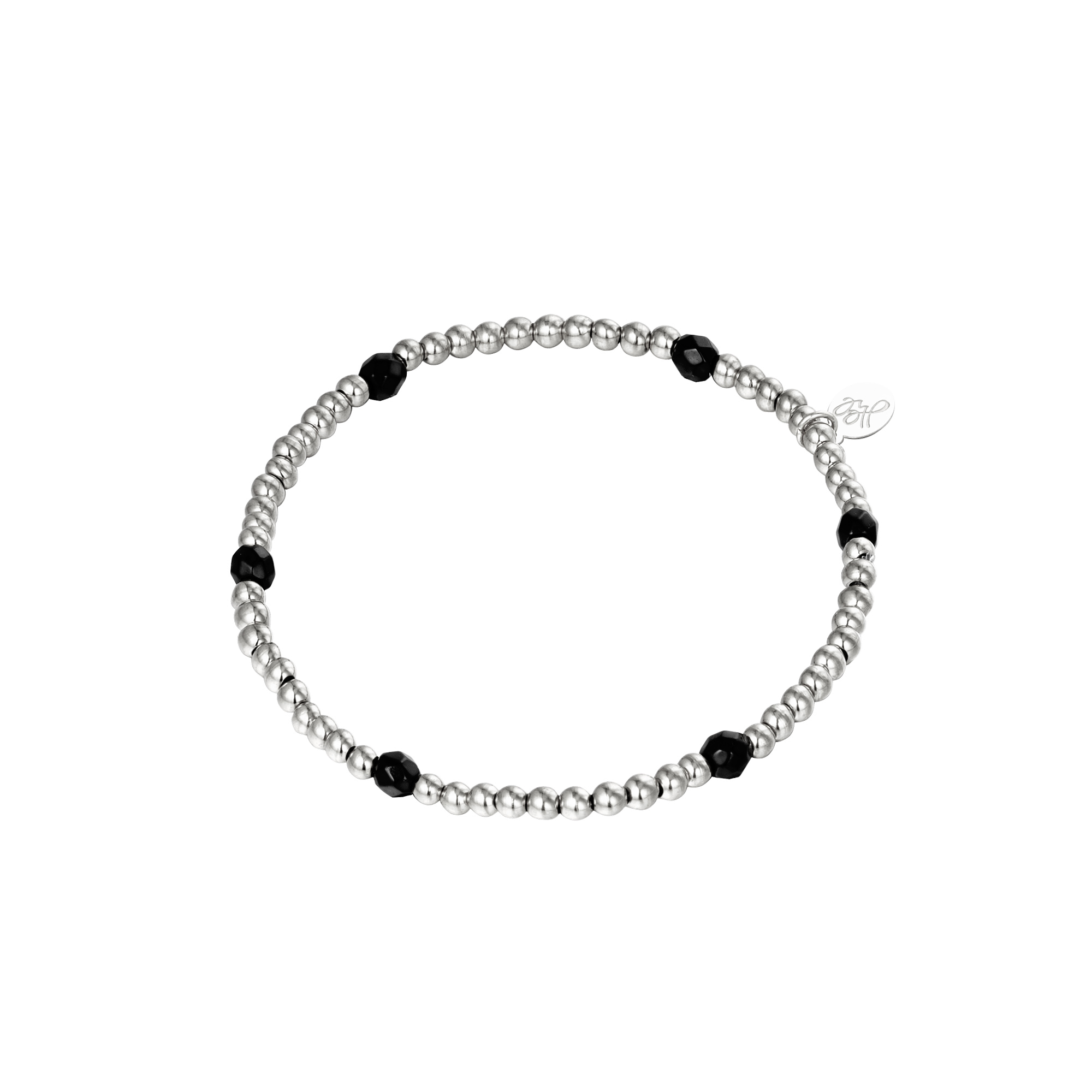 Silver / Bracelet Diamond Beads Silver Stainless Steel 