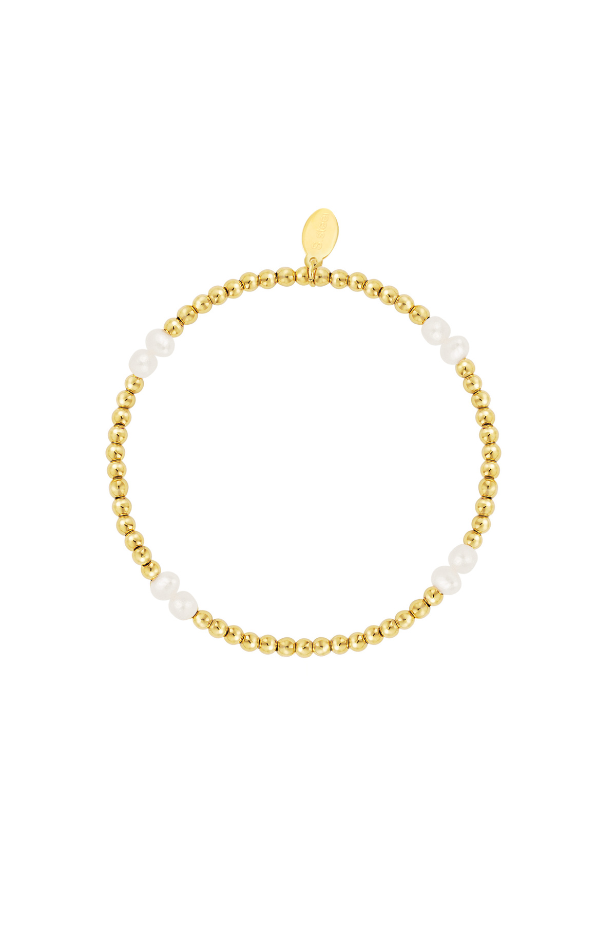 Bracelet pearl mix Gold Color Stainless Steel 2