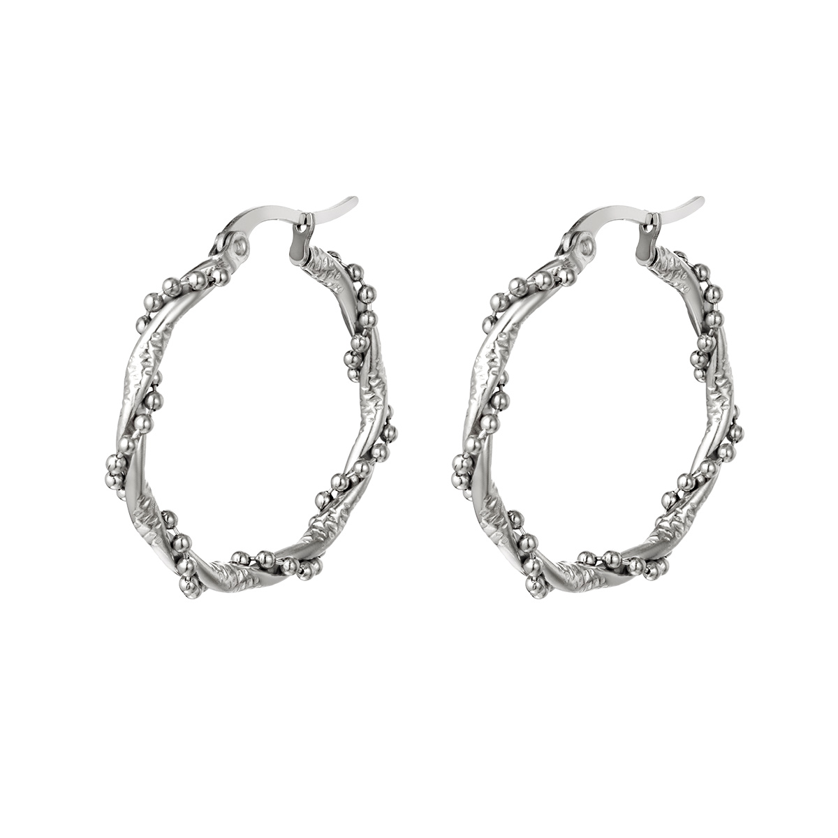 Hoop earrings with twisted pearls large h5 