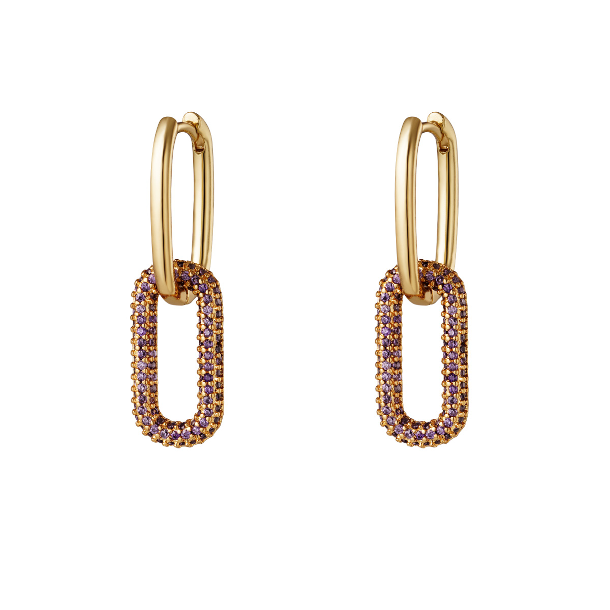 Copper linked earrings with zircon stones - Small h5 