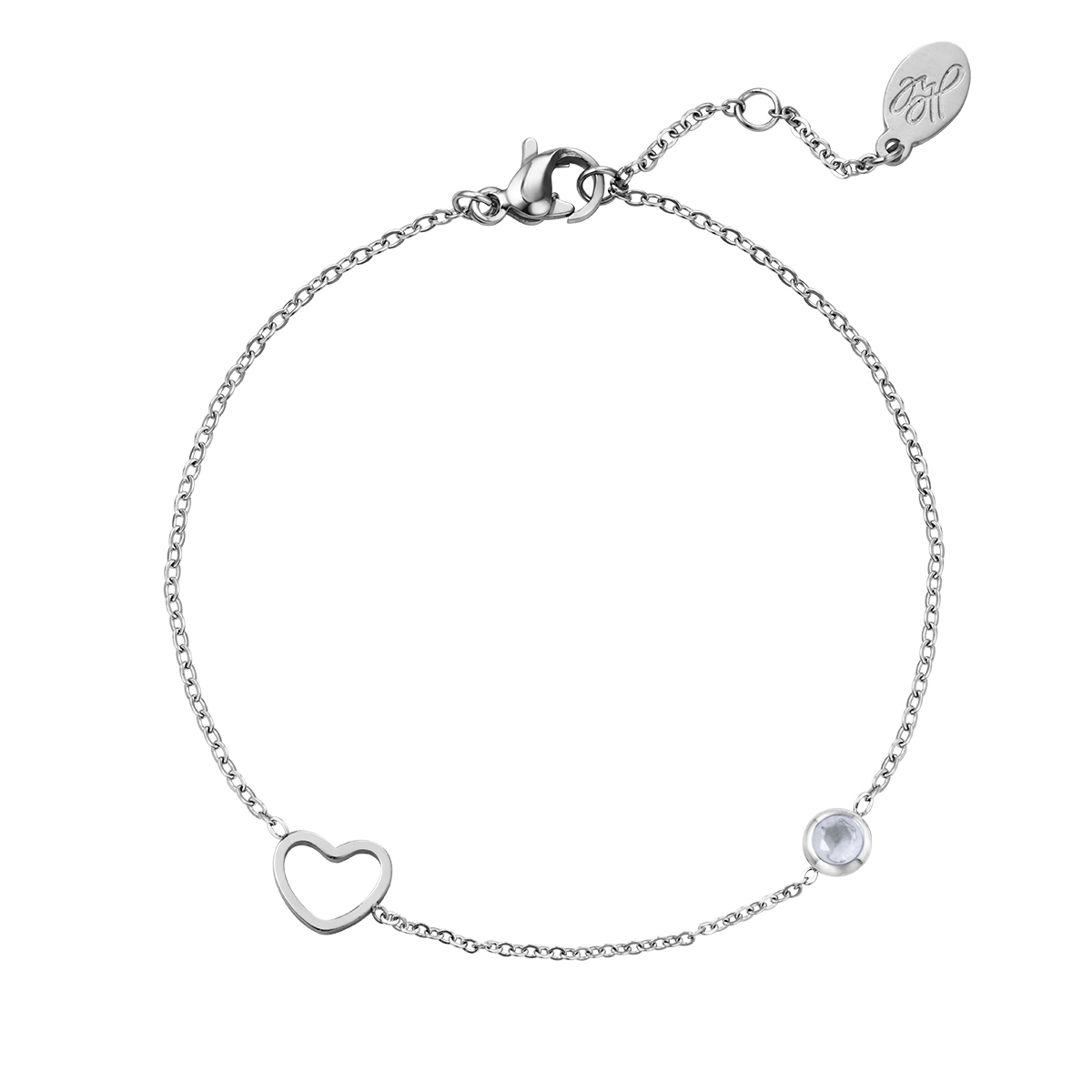 White / Birthstone bracelet January silver Picture2