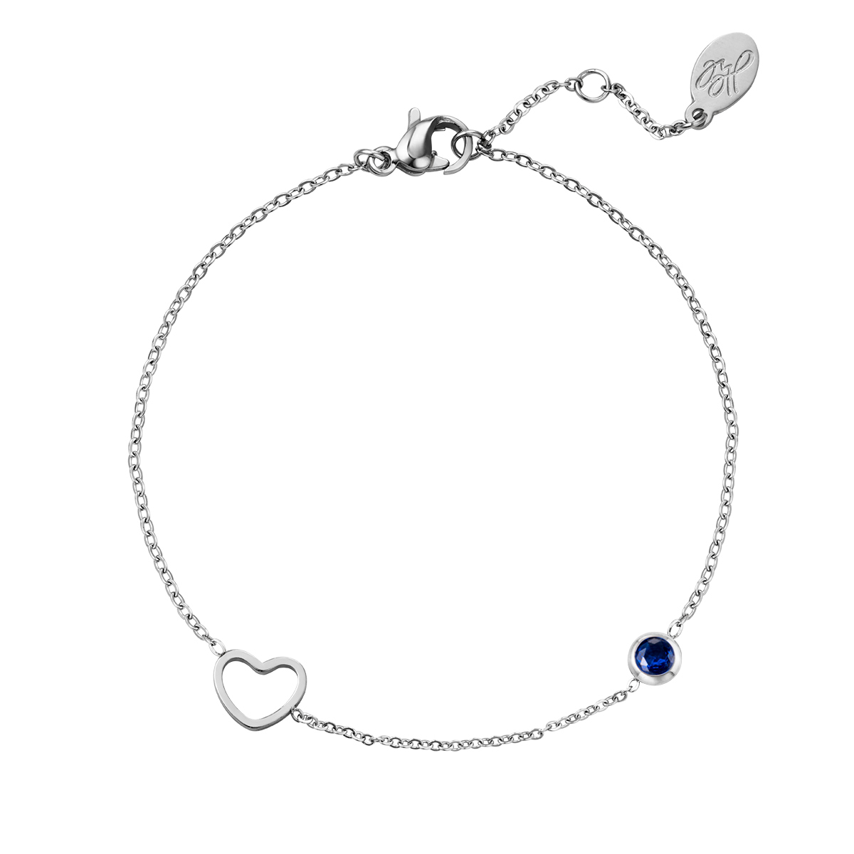 Birthstone bracelet September silver color Blue Stainless Steel h5 