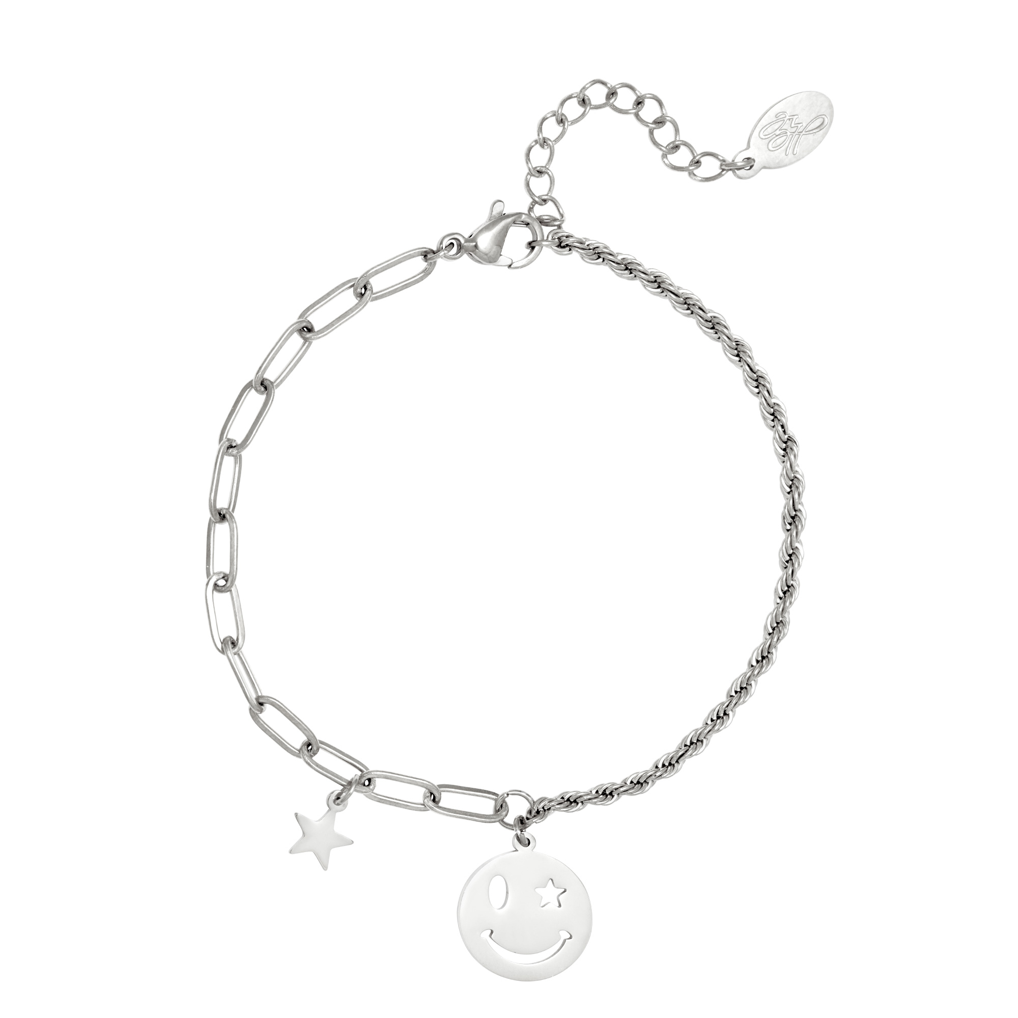 Stainless steel bracelet smiley and star h5 