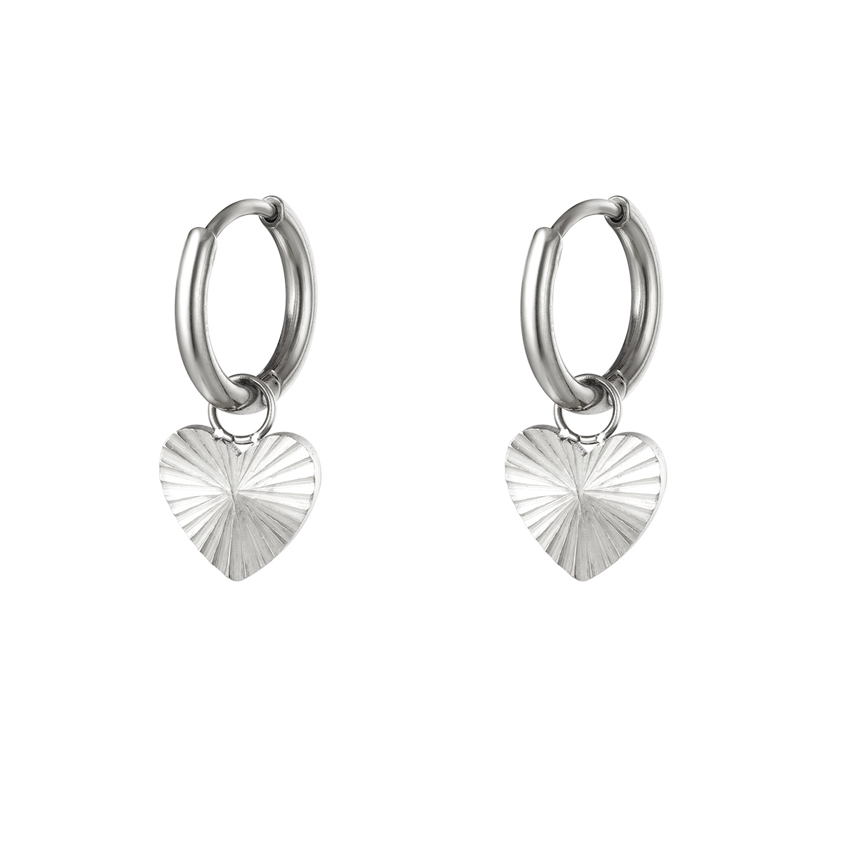 Silver color / Stainles steel earrings heart 