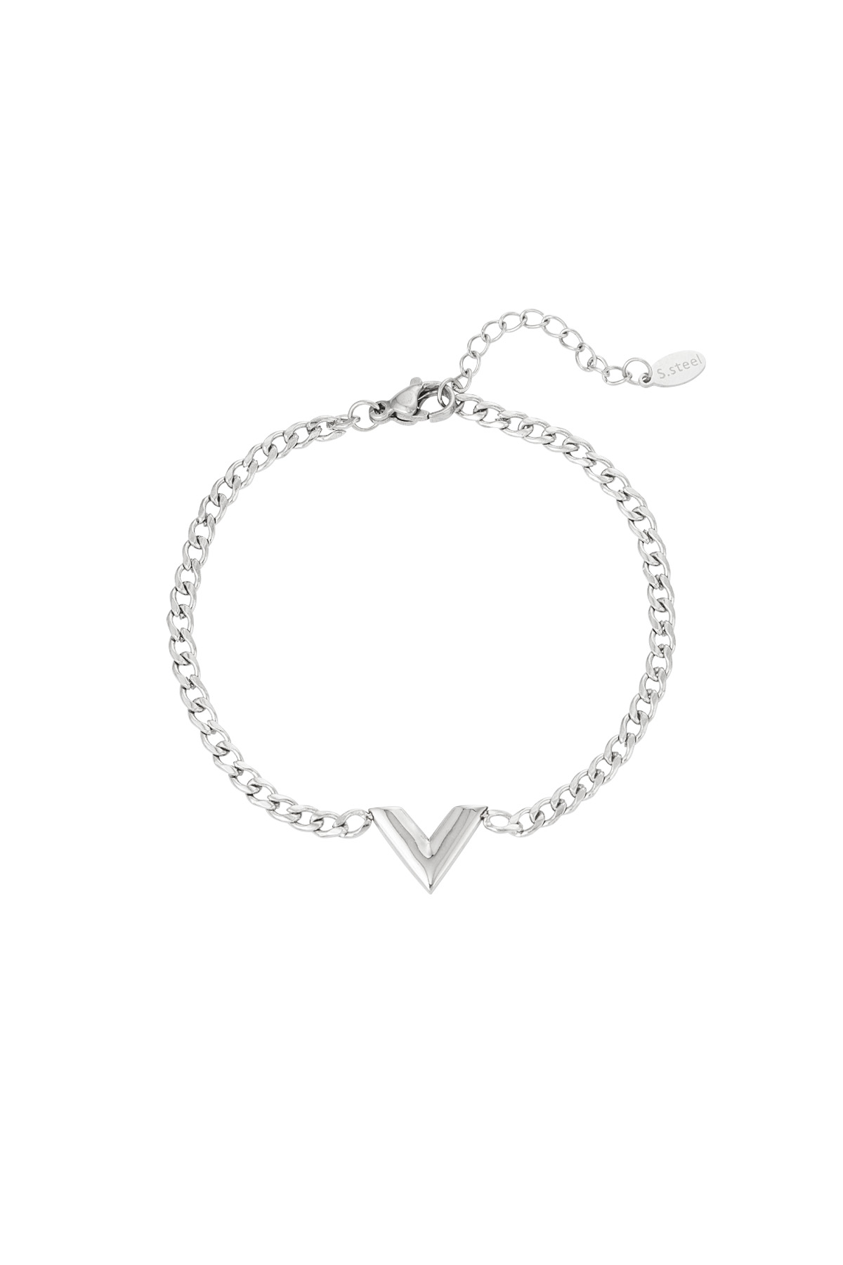 Stainless Steel Bracelet Letter V Silver 