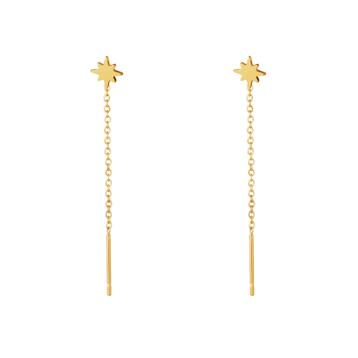 Gold color / Stainless Steel Chain Earrings Star Picture3