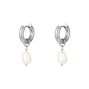 Orecchini in acciaio inossidabile perle semplici piccole Silver Stainless Steel h5 