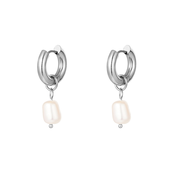 Stainless steel earrings pearls simple small Silver