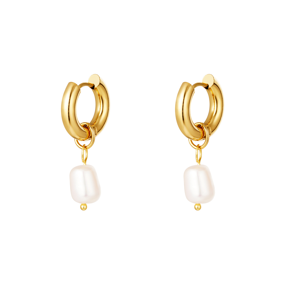 Pendientes de acero inoxidable perlas simples pequeñas Oro