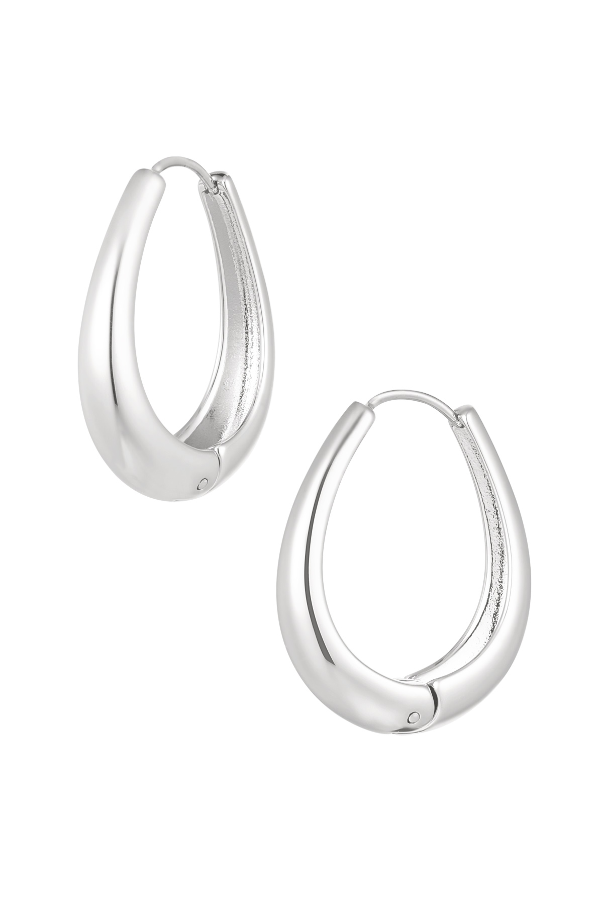 Earrings classy oval - Silver Color Stainless Steel 2