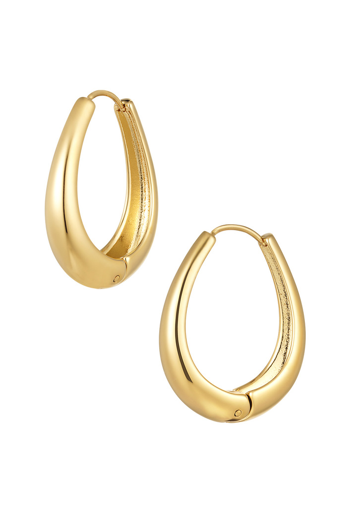 Earrings classy oval - Gold Stainless Steel 