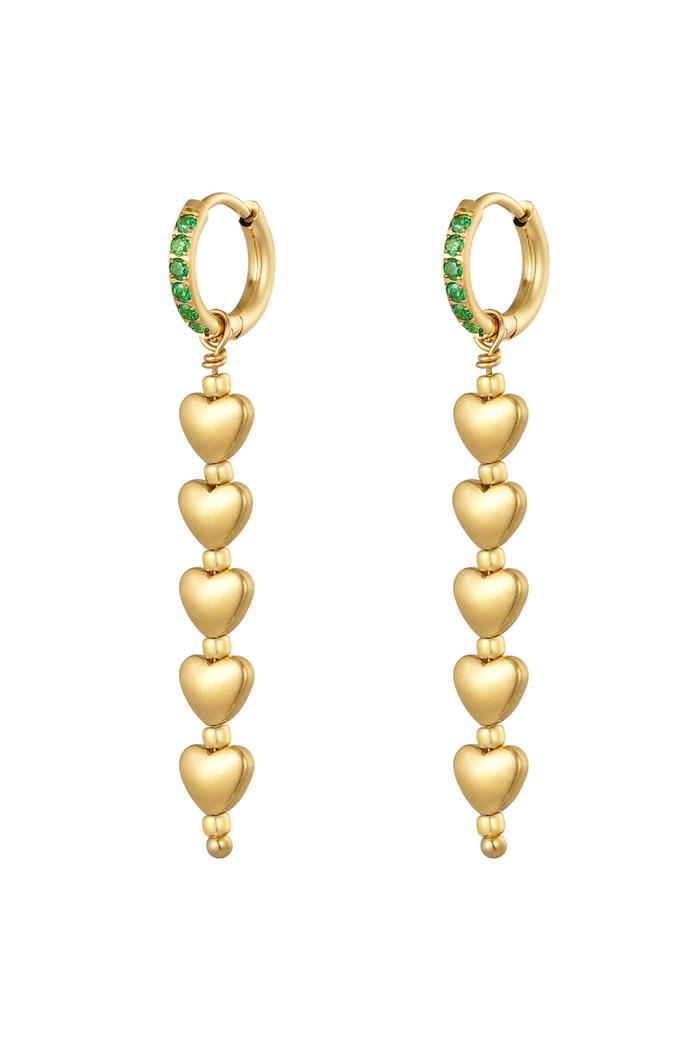 Pendientes cinco corazones - colección #summergirls Verde & Oro Hematita 