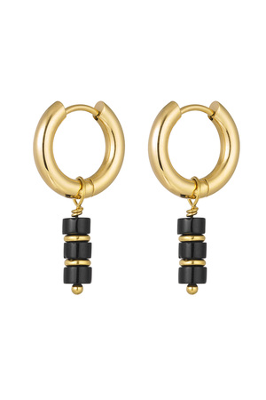 Kleurrijke oorbellen - #summergirls collection Zwart & Gold Stainless Steel h5 