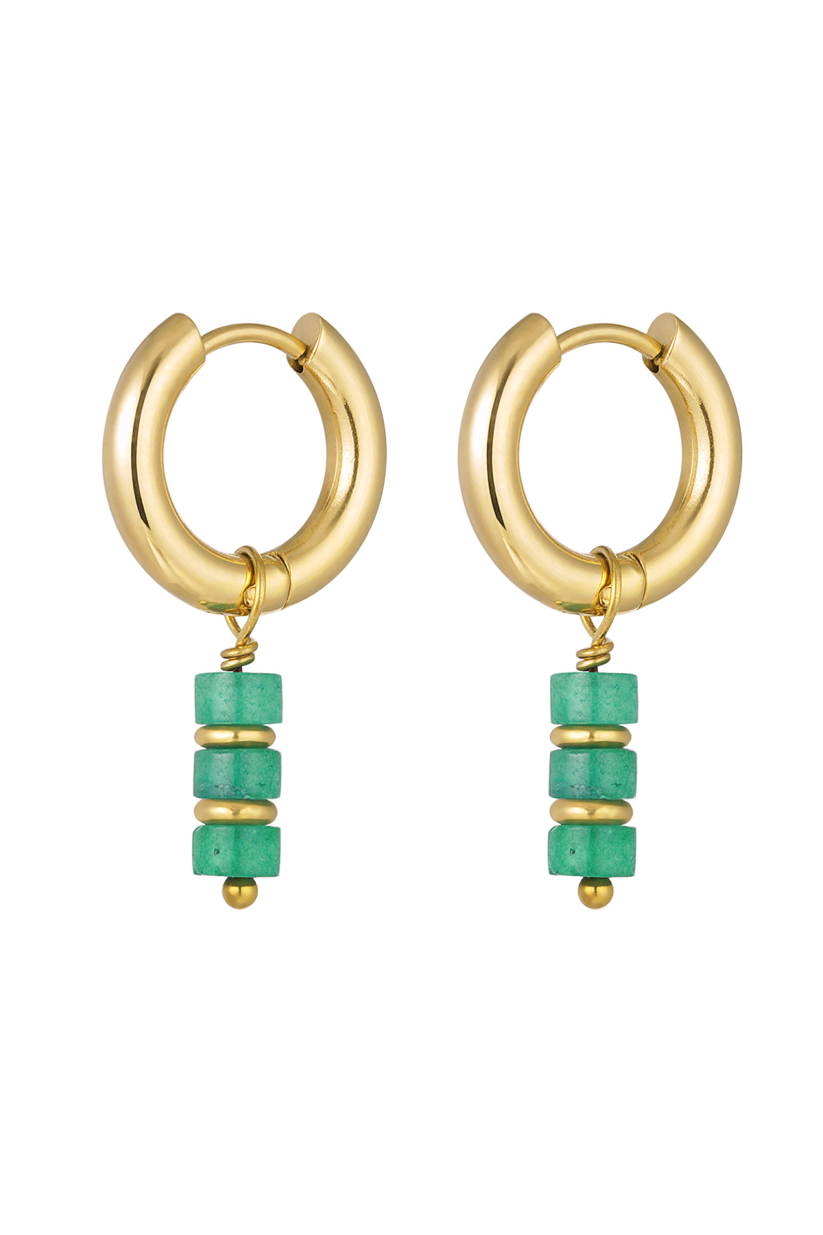 Colorful earrings - #summergirls collection Green & Gold Color Stainless Steel 2