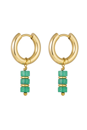 Kleurrijke oorbellen - #summergirls collection Groen & Gold Stainless Steel h5 